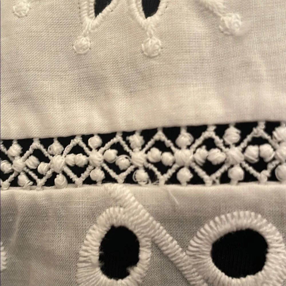 NWT  Zara White Eyelet Tie-Front Blouse long sleeve  cotton XL - Picture 5 of 12